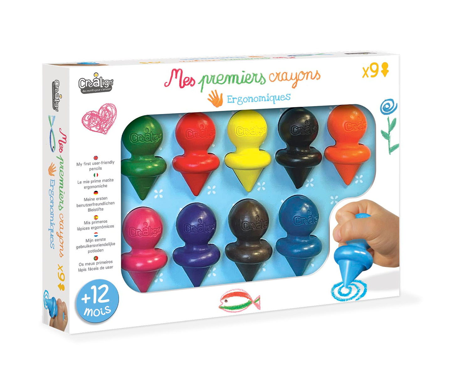 CRL MES PREMIERS CRAYONS ERGONOMIQUES9PCS 12M+ CL195